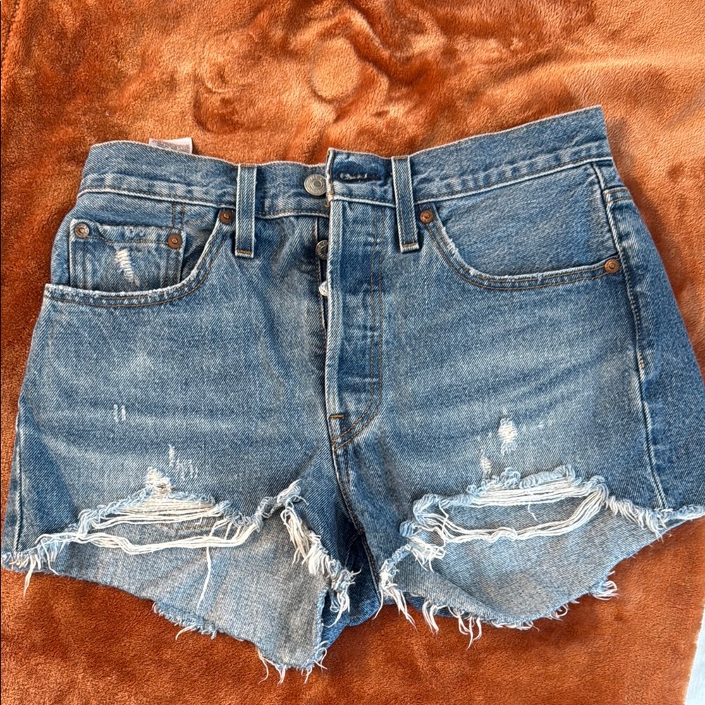 Levi's Blue Vintage Jean Shorts Distressed